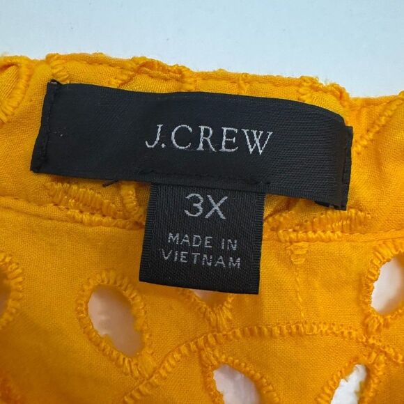 NWT J.Crew Size 3X Puff-Sleeve Popover Top In Eyelet Sweet Marigold Embroidered - Picture 7 of 8